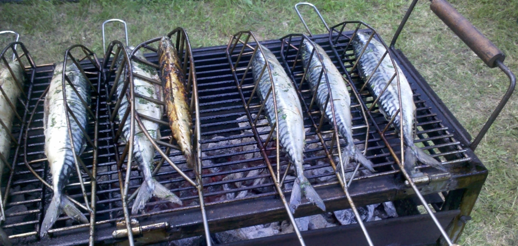 Fischgriller im Einsatz