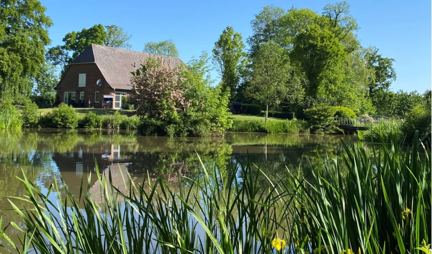 Ferienwohnug am Seerosen bewachsenen Gartenteich